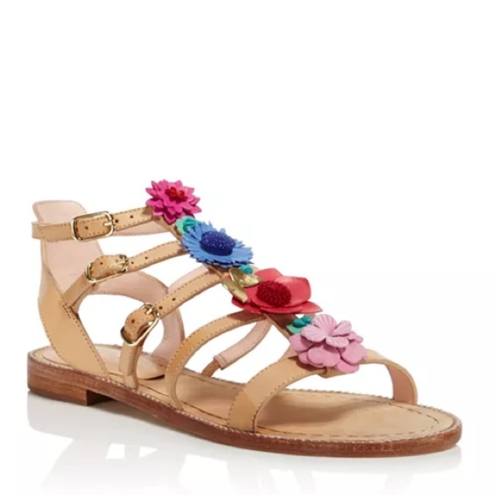 Kate Spade New York Sadia Leather Floral Appliqué Sandals Size 10